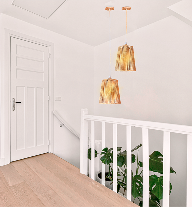 Lúminaria Pendente Rattan de Palha Nova Guine Detalhes